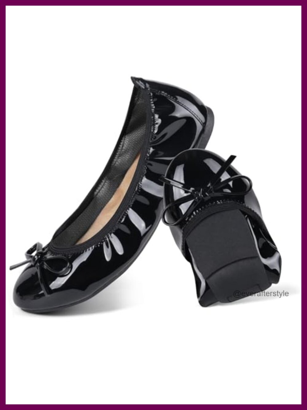 Foldable Ballet Flats Cushioned Memory Foam Slip-On Shoes for Travel